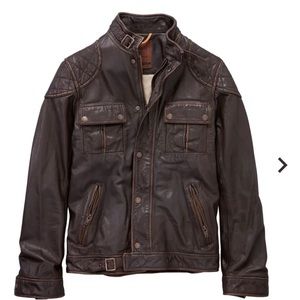 Timberland Men’s Skye Peake quilted leather jacket.  Size L brown